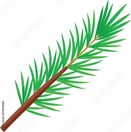 Vibrant pine tree branch with detailed green needles natural winter art