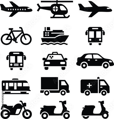Transportation and Vehicle Icons Collection vector