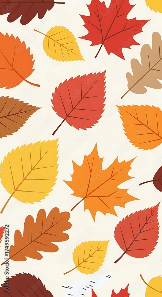Obraz premium Autumn Leaves Pattern - Vibrant Fall Foliage Design for Seasonal Decor.