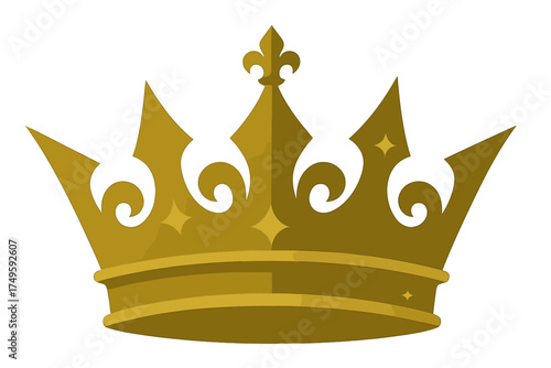 Golden royal crown with fleur de lis and scroll details