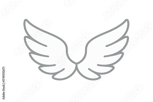 Stylized angel wings outline icon design for spiritual concepts