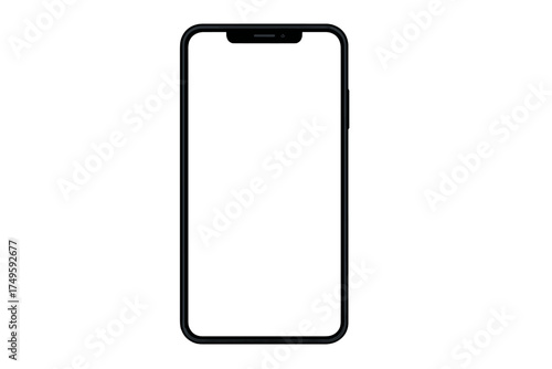 Modern smartphone mockup featuring blank screen and sleek black frame