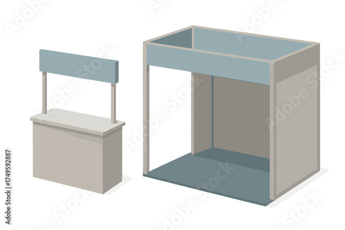 Modular exhibition stand and information counter display set for trade shows