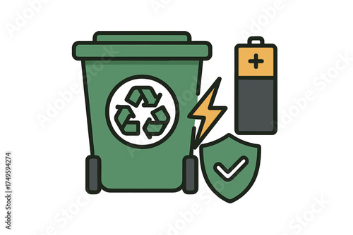Recycling icons for batteries, energy storage, and environmental protection