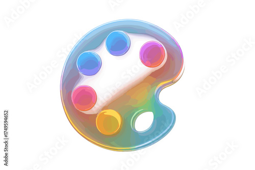 Glossy iridescent artist paint palette with colorful dabs