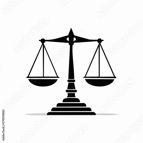Balance scale icon illustration of justice and fairness isolated design