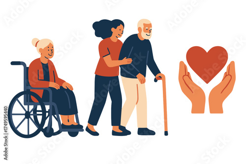 Compassionate support for seniors using mobility aids like wheelchair and cane