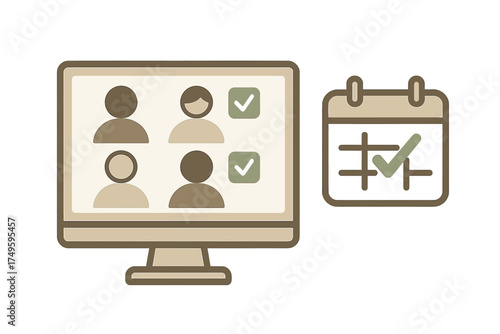 Remote meeting attendance confirmation and schedule approval concept graphic