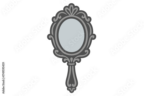 Ornate antique hand mirror with decorative baroque frame