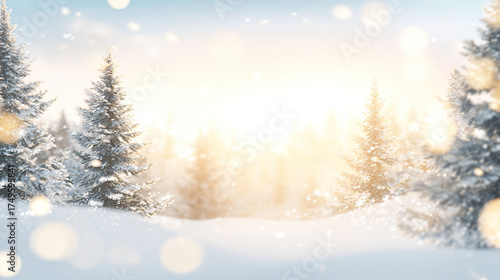 Wallpaper Mural winter snow scene pine tree background Torontodigital.ca