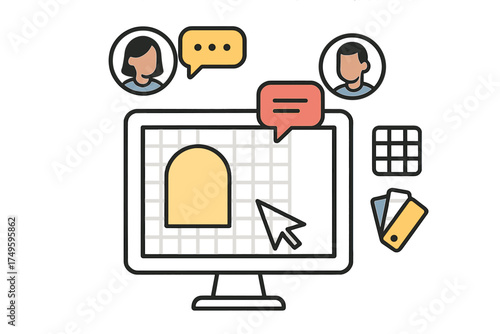 Digital teamwork and creative iteration process shown on computer screen