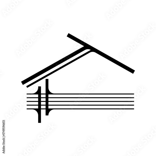 rice field house illustration design