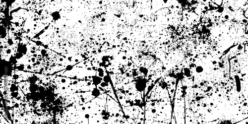 Vector black ink splatter and grunge paint stain texture leopard spot pattern background