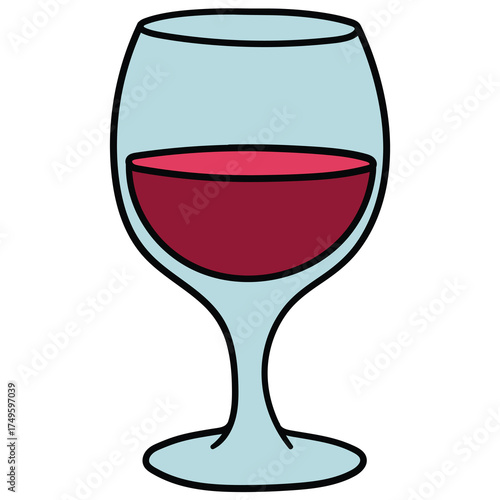 Hand-drawn cartoon glass of wine on a white background.