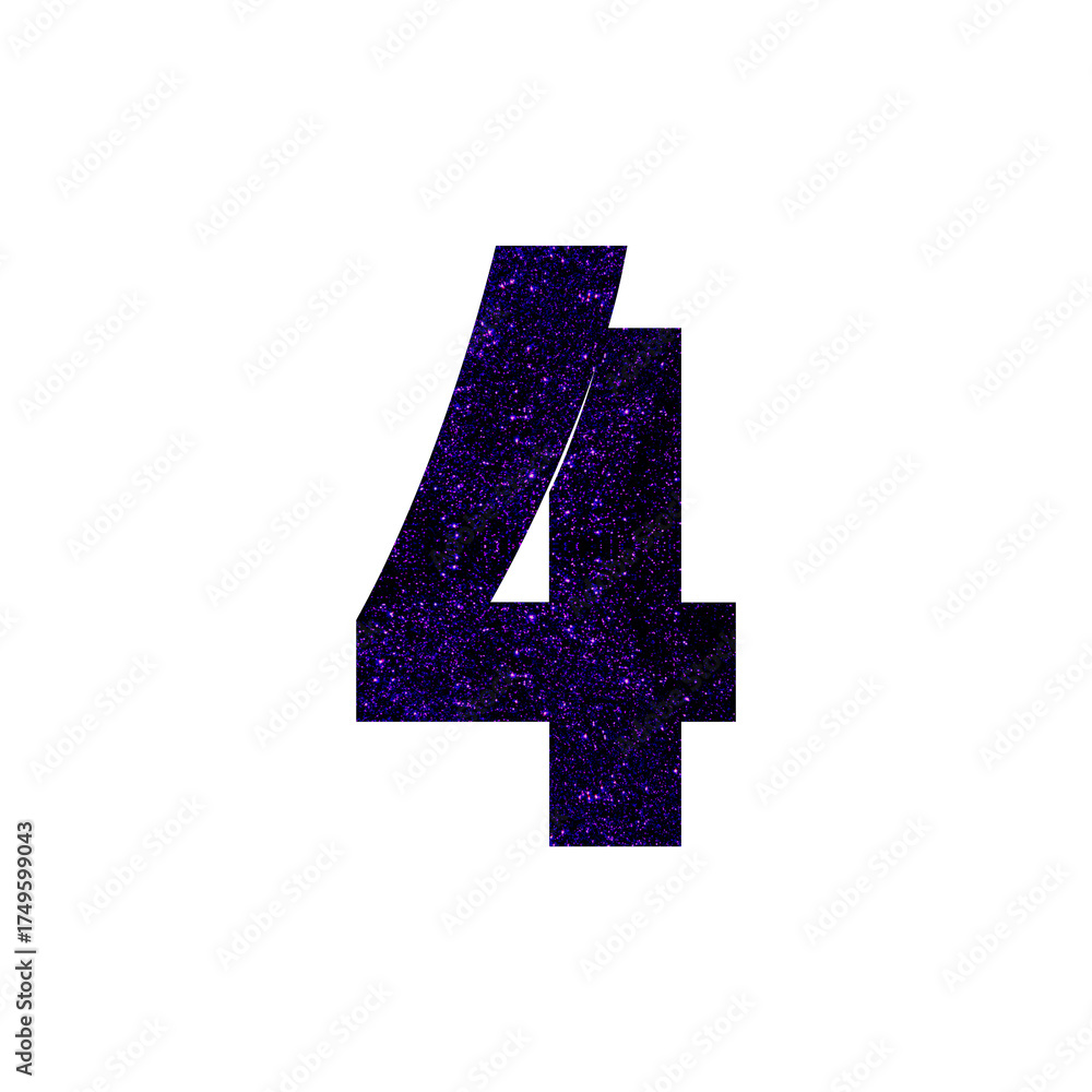 Fototapeta premium Glittery Purple Number Four