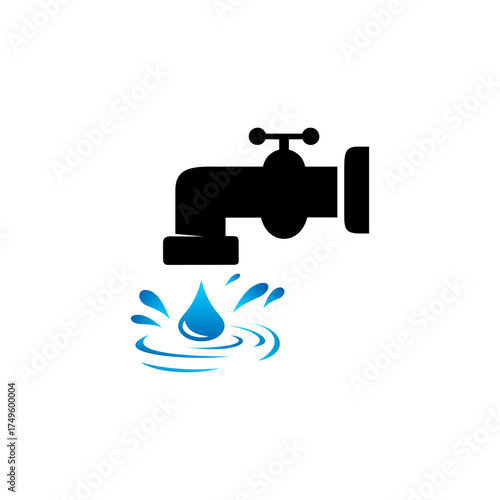 Water tap vector icon on white background