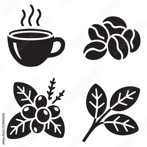 Vector art of collection of coffee icons for menu design