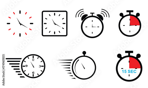 Time, clock, Timer and stop watch, alarm clock set icon. vector illustration