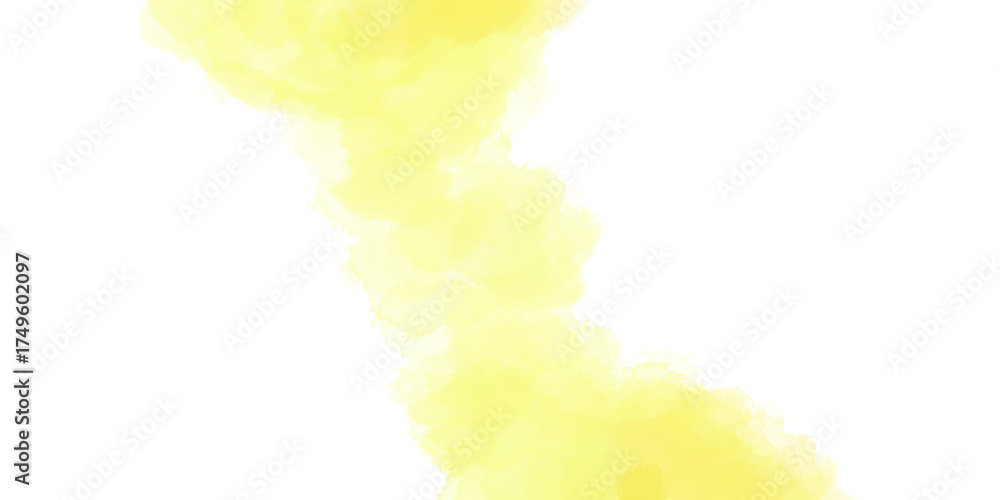 Obraz premium 淡い黄色の水彩で描かれた水に溶ける絵の具の背景イラスト