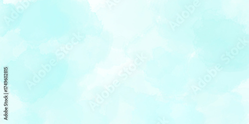 柔らかな水色の水彩で描かれた絵の具が滲む背景イラスト
