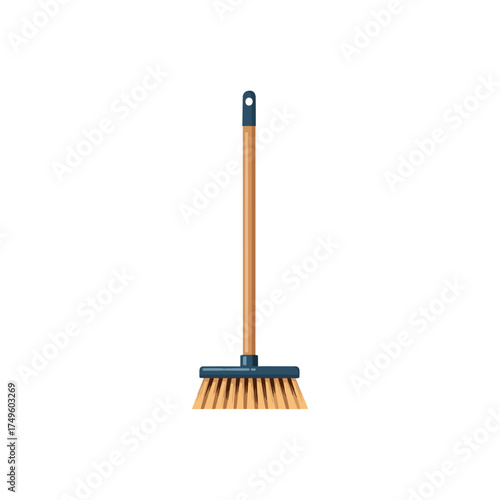 Cleaning brush broom icon logo flat vector design