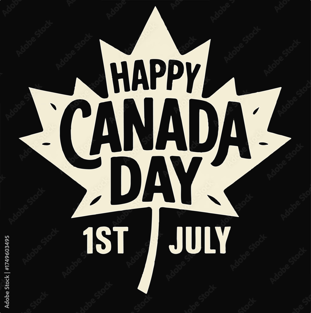 Fototapeta premium Happy Canada Day Maple Leaf Graphic – July 1st Celebration Design