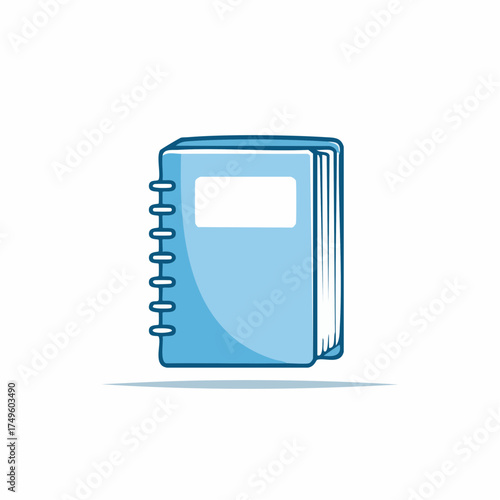 Blue notebook illustration spiraled binding white space for text isolated