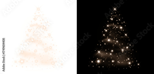 Glowing Christmas Tree Isolated. Glowing stars in the shape of a Christmas tree