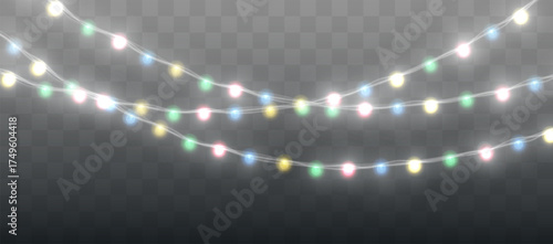 Christmas lights decoration. Xmas Light Bulbs Vector Illustration