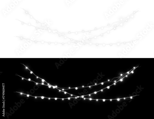 Xmas Lights Decoration. White String Garland