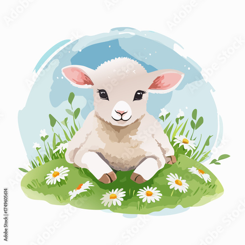 Lamm auf der Blumenwiese