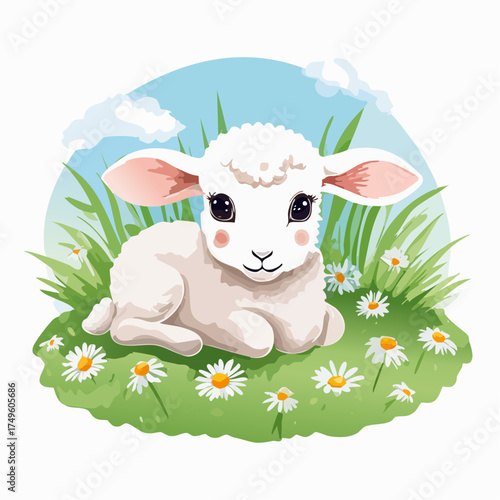 Lamm auf der Blumenwiese