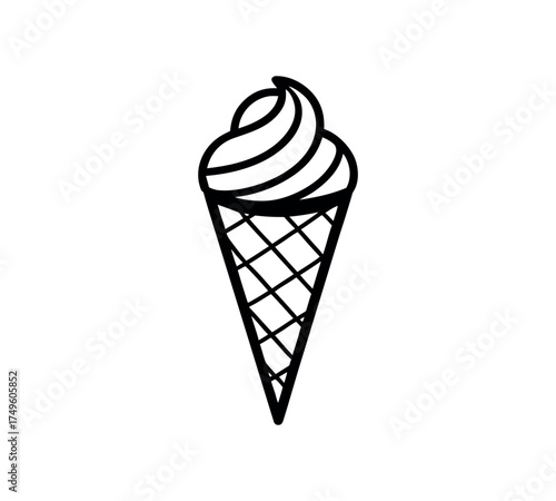 Ice cream cone vector illustration with soft swirl dessert perfect for café branding summer food packaging menu design frozen treat advertisement and sweet shop promotion