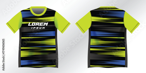 abstract blue and yellow background pattern for sport jersey design mockup