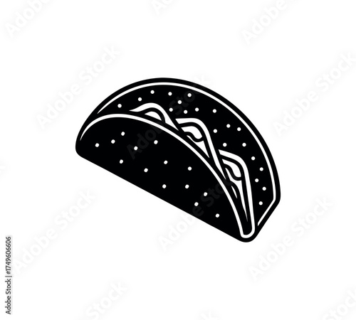 Taco vector illustration showing Mexican street food tortilla with lettuce meat and cheese perfect for restaurant branding menu design and culinary marketing projects
