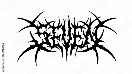 Seven, typography vector in symmetrical shapes dark metal custom lettering for streetwear, t-shirt print apparel, sticker, poster, band name logo