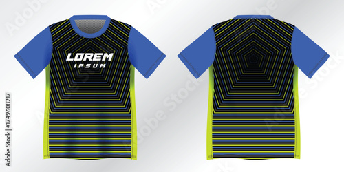 abstract blue and yellow background pattern for sport jersey design mockup