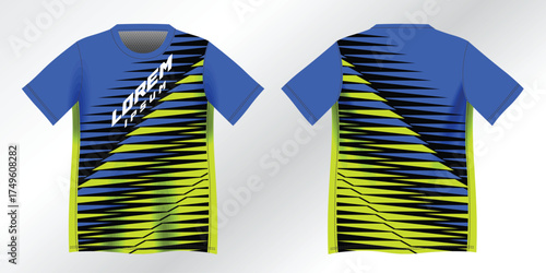 abstract blue and yellow background pattern for sport jersey design mockup