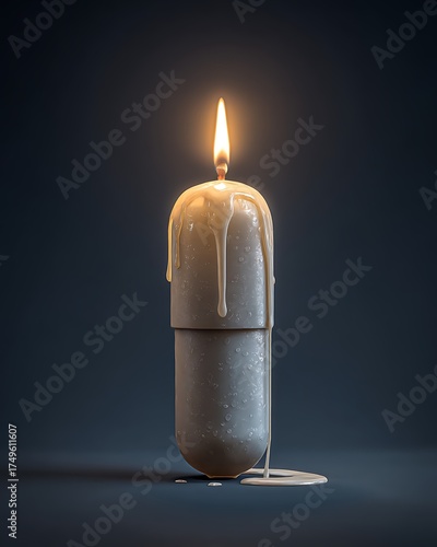 A candle-shaped pill is melting, representing the hope that is slowly fading away.