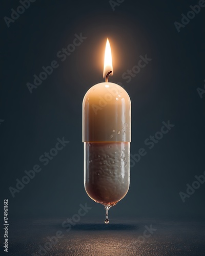 A candle-shaped pill is melting, representing the hope that is slowly fading away.