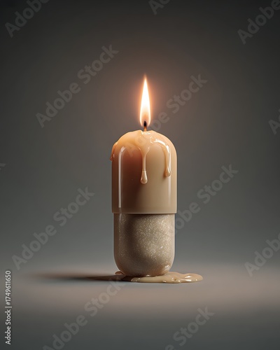 A candle-shaped pill is melting, representing the hope that is slowly fading away.