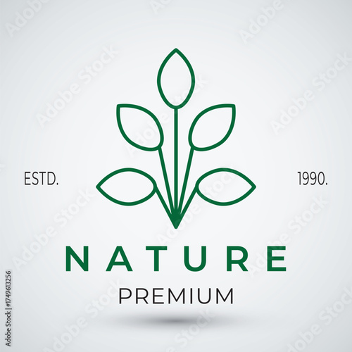 simple botanical leaf logo natural organic luxury concept