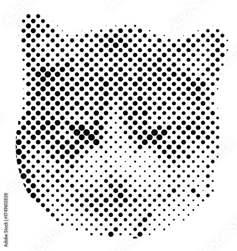 Cat halftone pop retro y2k sticker retro emotion face, pet meme cat, 