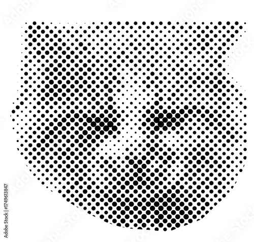 Cat halftone pop retro y2k sticker retro emotion face, pet meme cat, 
