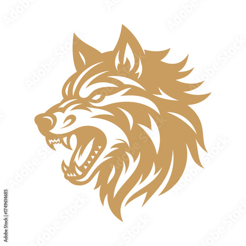 Luxury Golden Wolf Head Vector Illustration
