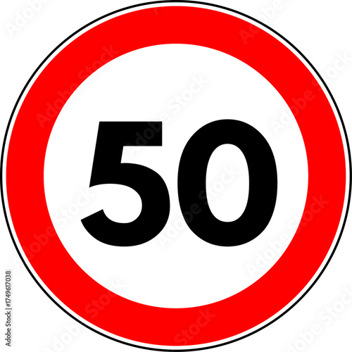 Speed Limit 50 kmh Traffic Sign Vector