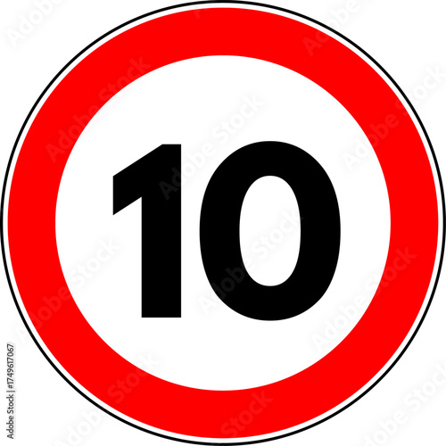 Speed Limit 10 kmh Traffic Sign Vector
