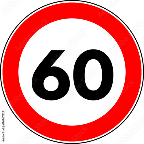 Speed Limit 60 kmh Traffic Sign Vector