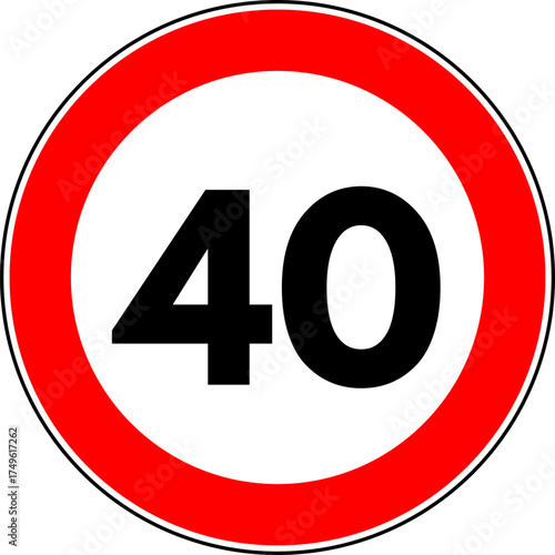 Speed Limit 40 kmh Traffic Sign Vector