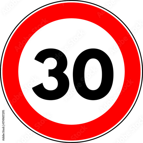 Speed Limit 30 kmh Traffic Sign Vector